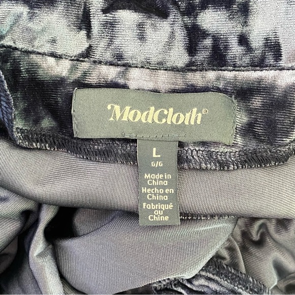 New ModCloth Large Blue Velvet Long Sleeve Dress - Picture 9 of 11